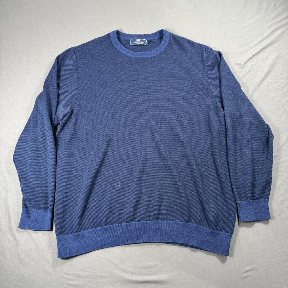 Vineyard Vines‎ Sweater Mens XL Blue Crewneck Cotton Wool Blend Knit Pullover